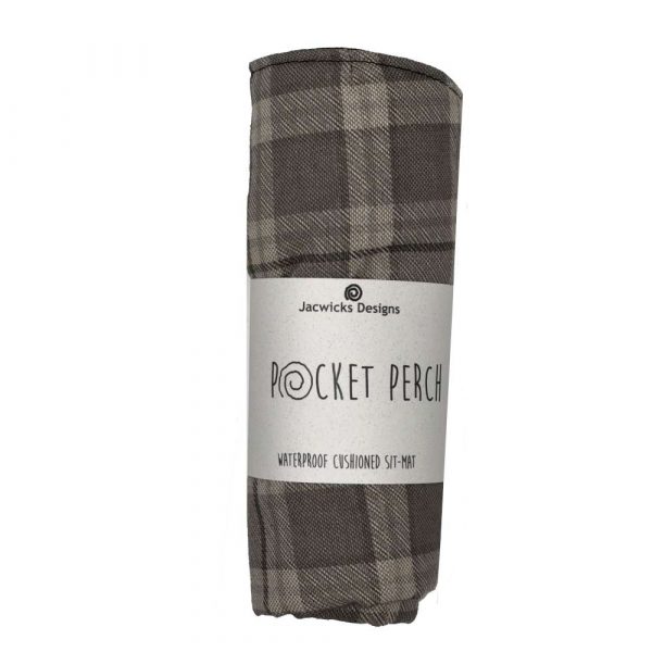 Pocket Perch Waterproof Sit Mat in the popular Misty Tartan pattern